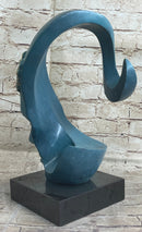 Surreal Salvador Dali Bronze Sculpture Modernist Abstract Face Art Marble Base