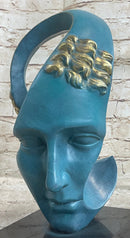 Surreal Salvador Dali Bronze Sculpture Modernist Abstract Face Art Marble Base
