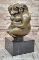 Abstract Bronze Sculpture of a Curvaceous Woman on Marble Base by Milo