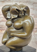 Abstract Bronze Sculpture of a Curvaceous Woman on Marble Base by Milo