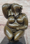 Abstract Bronze Sculpture of a Curvaceous Woman on Marble Base by Milo