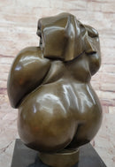 Abstract Bronze Sculpture of a Curvaceous Woman on Marble Base by Milo