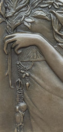 Art Noveau Girl Portrait Bas Relief Bronze Sculpture Carving Hanging Art 9.5" x 4"