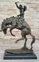Bronco Buster Hot Cast Bronze Western Americana Decor Sculpture Statue Reproduction by Remington