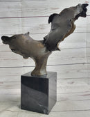 Lovers Romanic Kissing Faces Abstract Surrealist Bronze Sculpture Statue Salvador Dali on Marble Base