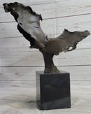 Lovers Romanic Kissing Faces Abstract Surrealist Bronze Sculpture Statue Salvador Dali on Marble Base