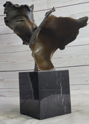 Lovers Romanic Kissing Faces Abstract Surrealist Bronze Sculpture Statue Salvador Dali on Marble Base