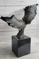 Lovers Romanic Kissing Faces Abstract Surrealist Bronze Sculpture Statue Salvador Dali on Marble Base