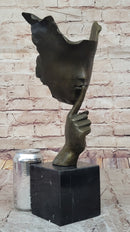 Signed Salvador Dali Abstract Girl Hush Up Bronze Sculpture Modern Art Figurine