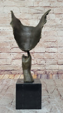 Signed Salvador Dali Abstract Girl Hush Up Bronze Sculpture Modern Art Figurine