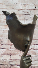 Signed Salvador Dali Abstract Girl Hush Up Bronze Sculpture Modern Art Figurine