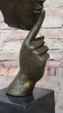 Signed Salvador Dali Abstract Girl Hush Up Bronze Sculpture Modern Art Figurine