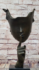 Signed Salvador Dali Abstract Girl Hush Up Bronze Sculpture Modern Art Figurine