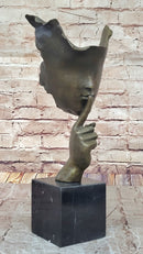 Signed Salvador Dali Abstract Girl Hush Up Bronze Sculpture Modern Art Figurine