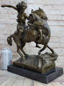 Horse Mounted Female Amazon Warrior Attacked by Panther Bronze Statue Sculpture by Auguste Kiss