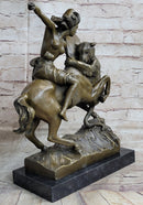 Horse Mounted Female Amazon Warrior Attacked by Panther Bronze Statue Sculpture by Auguste Kiss