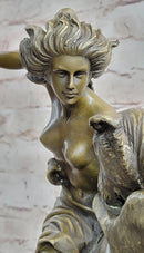 Horse Mounted Female Amazon Warrior Attacked by Panther Bronze Statue Sculpture by Auguste Kiss