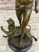 The Lion Slayer Bronze Statue Sculpture Figure by L. Potet on Marble Base