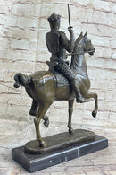 Medieval European Warrior King Arthur on Horseback Bronze Statue Sculpture 16" x 10"