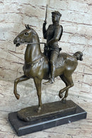 Medieval European Warrior King Arthur on Horseback Bronze Statue Sculpture 16" x 10"