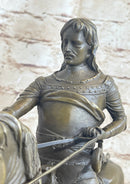 Medieval Armored Knight on Horseback Bronze Statue Sculpture Marble Base 15" x 12"