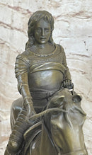 Medieval Armored Knight on Horseback Bronze Statue Sculpture Marble Base 15" x 12"