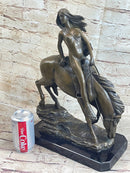 Lady Godiva Nude Girl on Horseback Bronze Statue Sculpture Figure 16" x 12"
