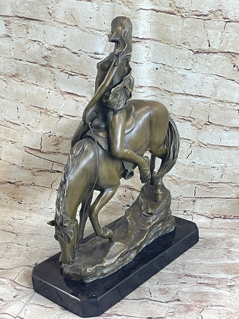 Lady Godiva Nude Girl on Horseback Bronze Statue Sculpture Figure 16