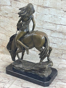 Lady Godiva Nude Girl on Horseback Bronze Statue Sculpture Figure 16" x 12"