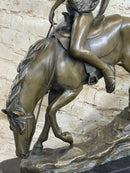 Lady Godiva Nude Girl on Horseback Bronze Statue Sculpture Figure 16" x 12"