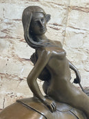 Lady Godiva Nude Girl on Horseback Bronze Statue Sculpture Figure 16" x 12"