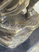 Lady Godiva Nude Girl on Horseback Bronze Statue Sculpture Figure 16" x 12"