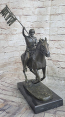 Native American Indian Man W/ Horse Bronze Sculpture Statue Figure Art Figurine