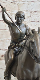 Native American Indian Man W/ Horse Bronze Sculpture Statue Figure Art Figurine