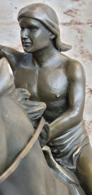 Native American Indian Man W/ Horse Bronze Sculpture Statue Figure Art Figurine