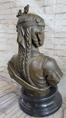 Native American Girl Bronze Bust Sculpture Statue Pocahontas Sacajawea by Villanis 19" x 11"