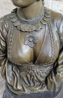 Native American Girl Bronze Bust Sculpture Statue Pocahontas Sacajawea by Villanis 19" x 11"