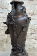 Signed Original Cherub Angel Vase Style Bronze Sculpture Marble Base Figure Sale