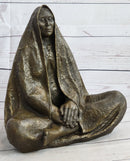 Native American Art Indian w/ Cloak Meditating Bronze Sculpture Figure Statue 11" x 10"