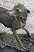 Greyhound Whippet Slender Dog Bronze Metal Sculpture Statue Figure on Marble Base