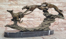 Bronze Greyhound Dog Racing Sculpture – Leaping Trio Original Art
