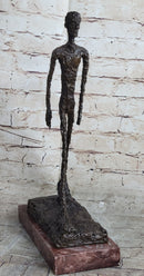 Walking Man Alberto Giacometti Bronze Statue Sculpture Figure Marble Base 16" x 10.5"