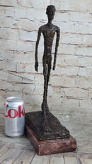 Walking Man Alberto Giacometti Bronze Statue Sculpture Figure Marble Base 16" x 10.5"
