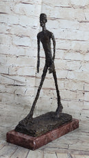 Walking Man Alberto Giacometti Bronze Statue Sculpture Figure Marble Base 16" x 10.5"