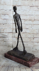 Walking Man Alberto Giacometti Bronze Statue Sculpture Figure Marble Base 16" x 10.5"