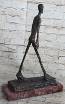 Walking Man Alberto Giacometti Bronze Statue Sculpture Figure Marble Base 16" x 10.5"