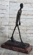 Walking Man Alberto Giacometti Bronze Statue Sculpture Figure Marble Base 16" x 10.5"