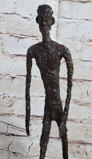 Walking Man Alberto Giacometti Bronze Statue Sculpture Figure Marble Base 16" x 10.5"