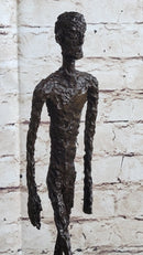 Walking Man Alberto Giacometti Bronze Statue Sculpture Figure Marble Base 16" x 10.5"