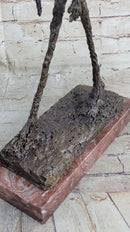 Walking Man Alberto Giacometti Bronze Statue Sculpture Figure Marble Base 16" x 10.5"